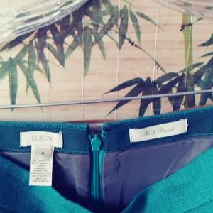 J. Crew No. 2 Pencil Skirt Wool Emerald midi Skirt